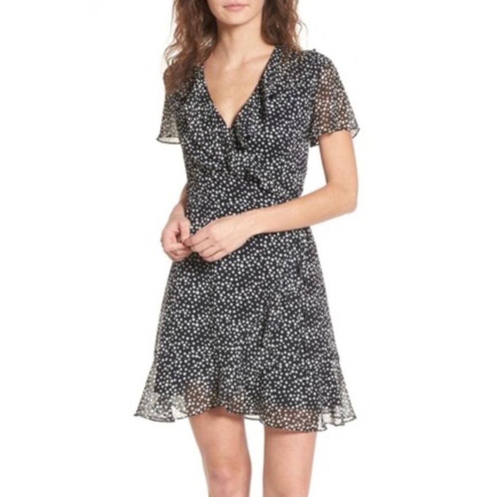 Lush polka dot wrap dress